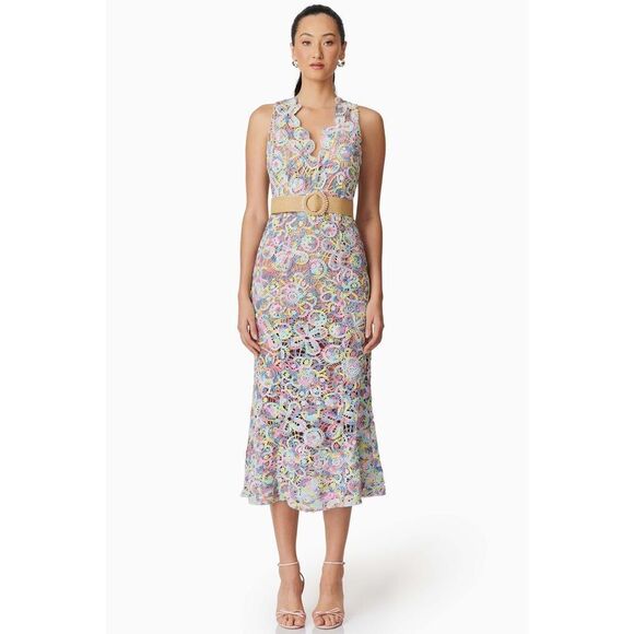 ELLIATT Rue Crochet Midi Dress - Pastel Multi cocktail Dinner Dress size S NWT - Picture 3 of 9